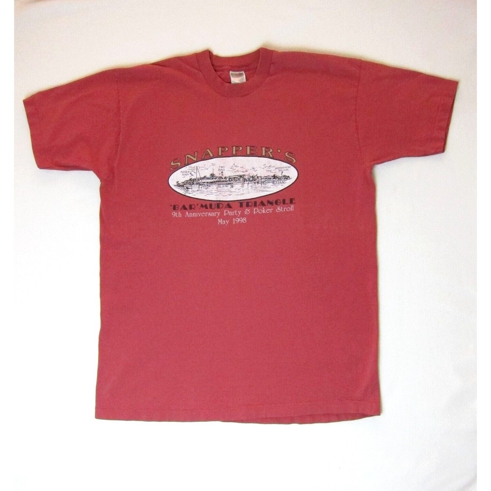 VTG Snapper's Bar Muda Triangle 9th Anniversary May 1998 Men's T-Shirt Size XXL